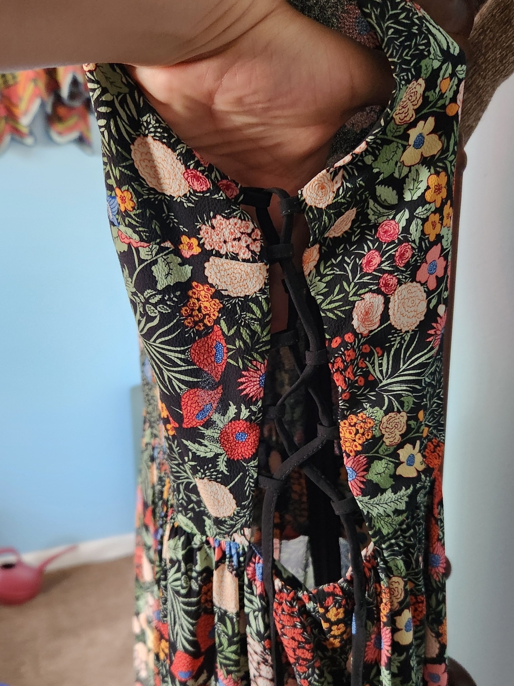 Topshop Black Floral Dress with Floral Blooms - Picture 3 of 5